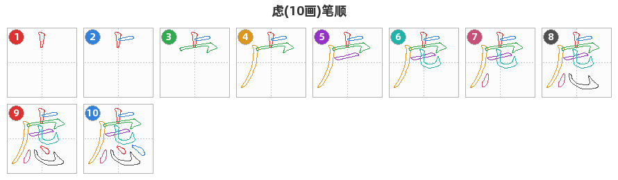 虑笔顺分解图