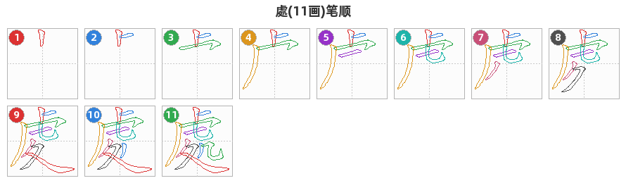 處笔顺分解图