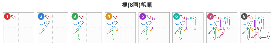 视笔顺分解图