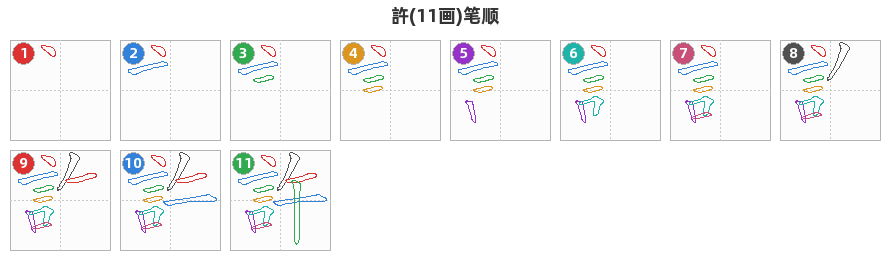 許笔顺分解图