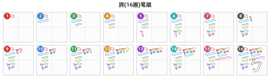 諤笔顺分解图