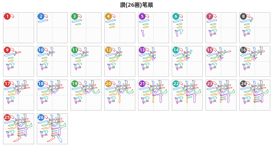 讚笔顺分解图
