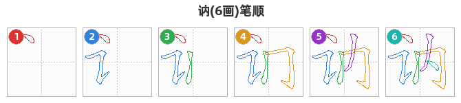 讷笔顺分解图
