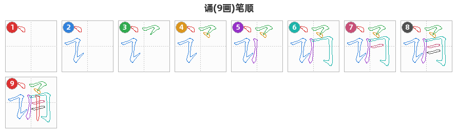 诵笔顺分解图