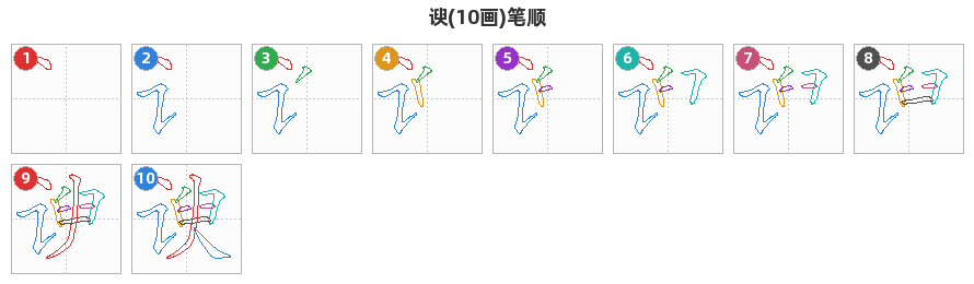 谀笔顺分解图
