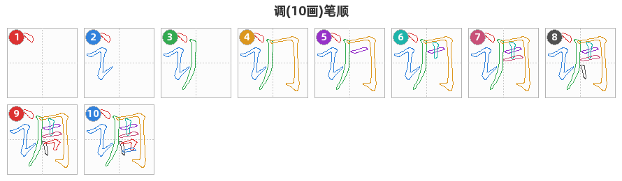 调笔顺分解图