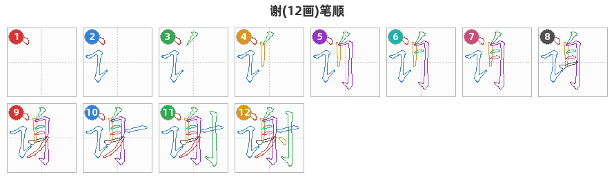 谢笔顺分解图