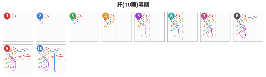 豻笔顺分解图