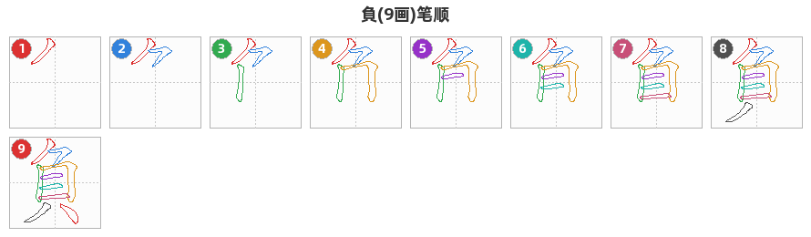 負笔顺分解图