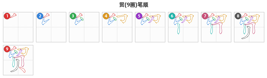 贸笔顺分解图