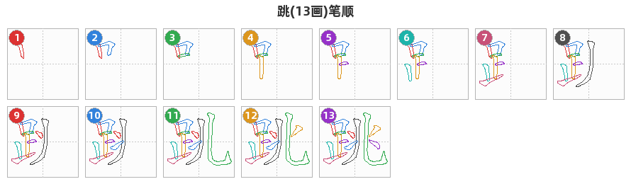 跳笔顺分解图