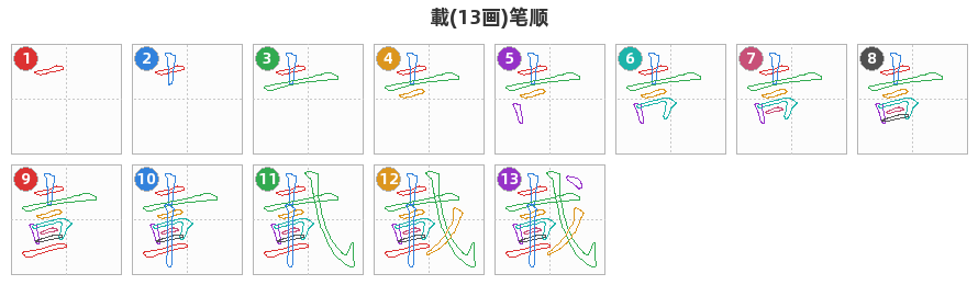 載笔顺分解图