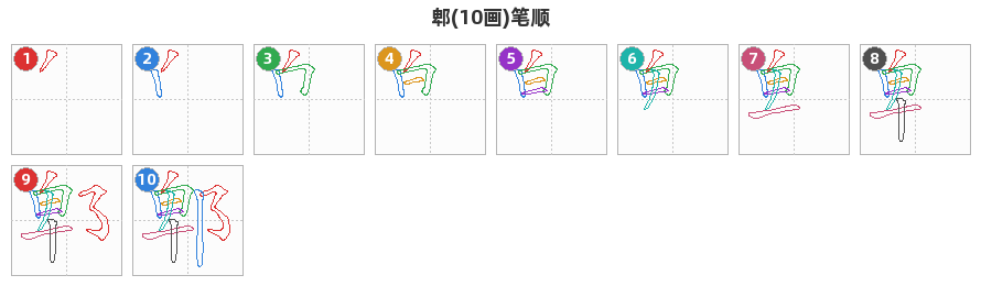 郫笔顺分解图