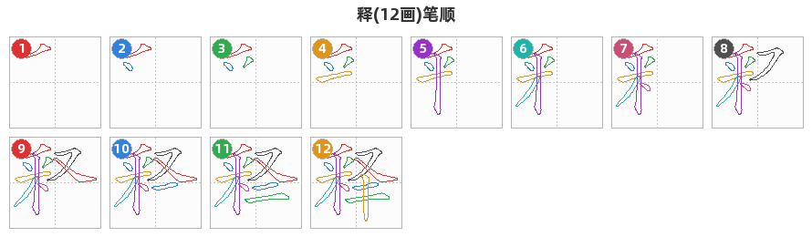 释笔顺分解图