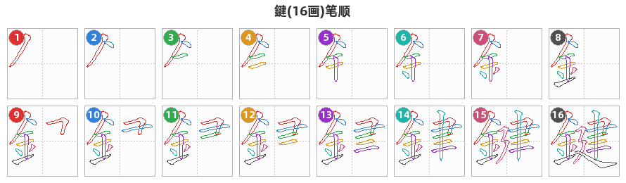 鍵笔顺分解图