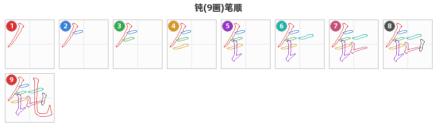 钝笔顺分解图