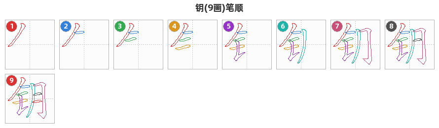 钥笔顺分解图