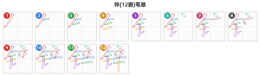 锌笔顺分解图