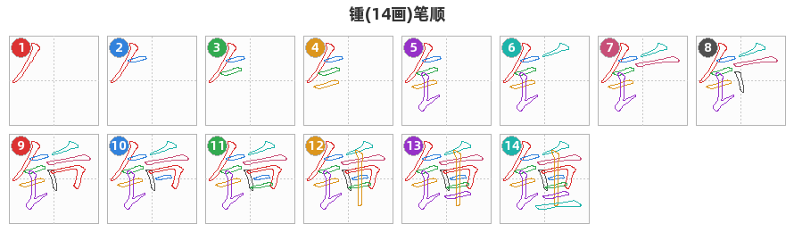 锺笔顺分解图