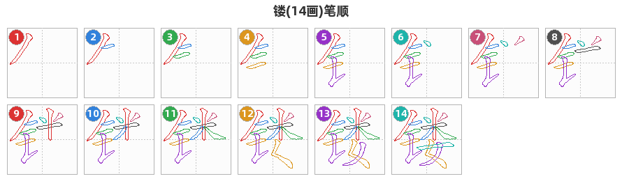 镂笔顺分解图