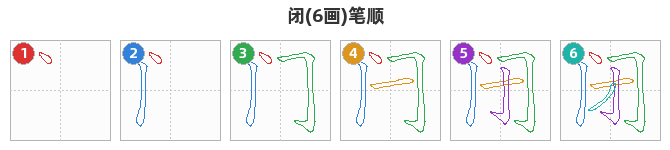 闭笔顺分解图