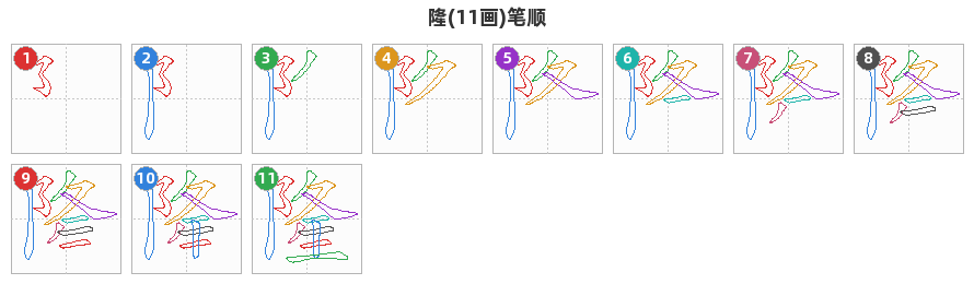 隆笔顺分解图