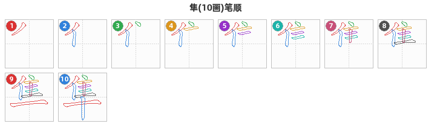 隼笔顺分解图