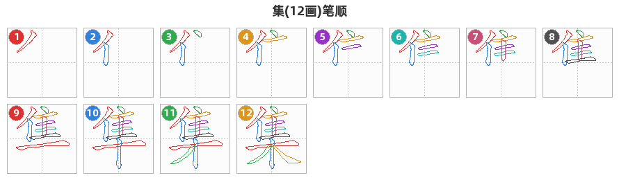 集笔顺分解图