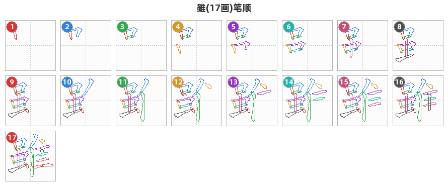 雖笔顺分解图