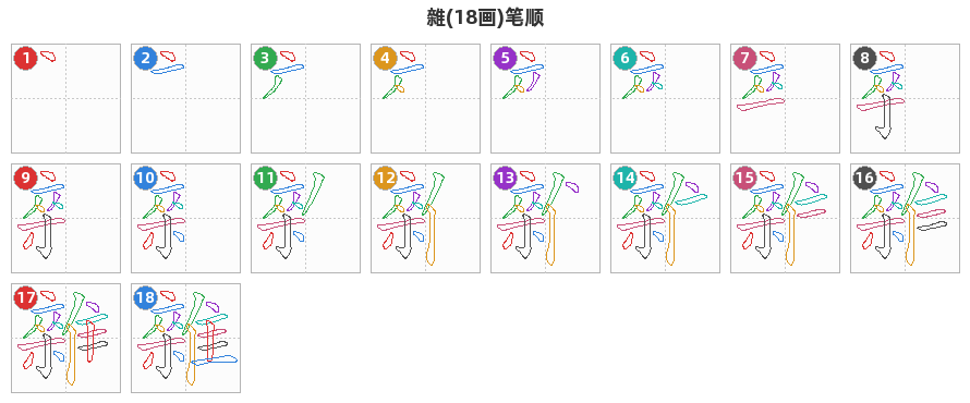 雜笔顺分解图