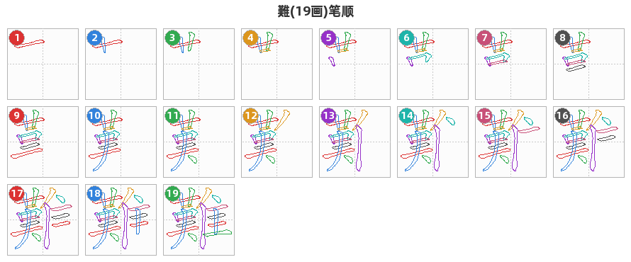 難笔顺分解图