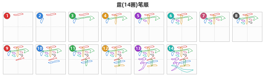霆笔顺分解图