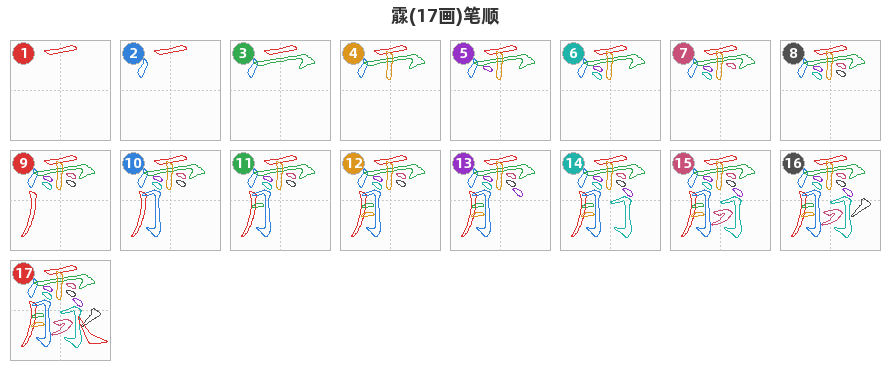 霡笔顺分解图