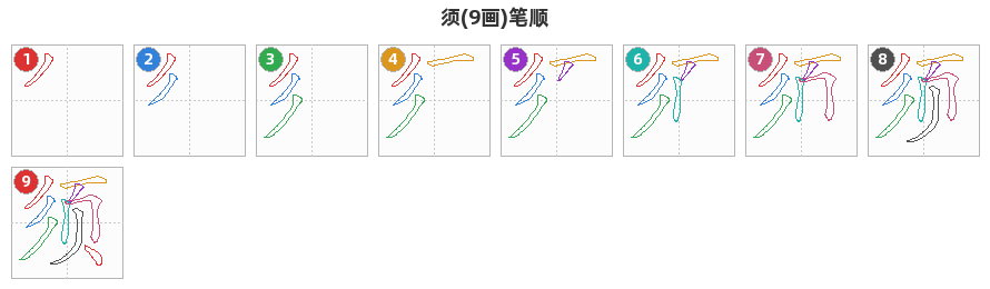 须笔顺分解图