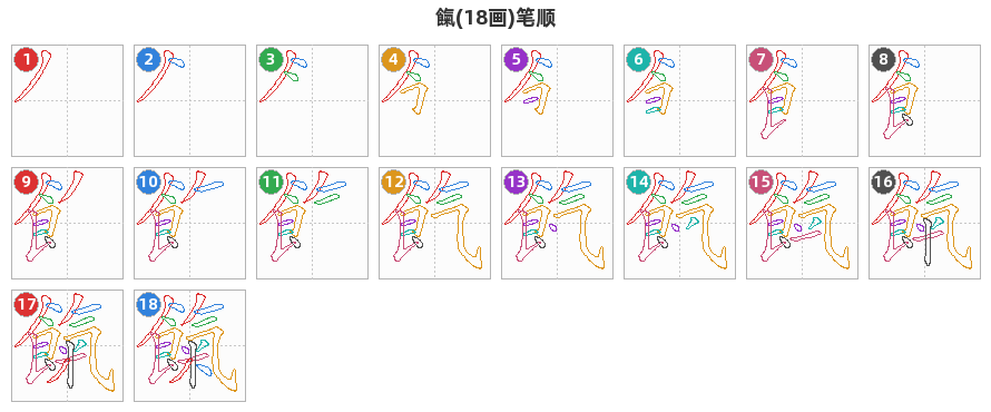 餼笔顺分解图