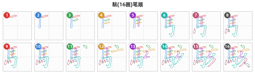 駭笔顺分解图