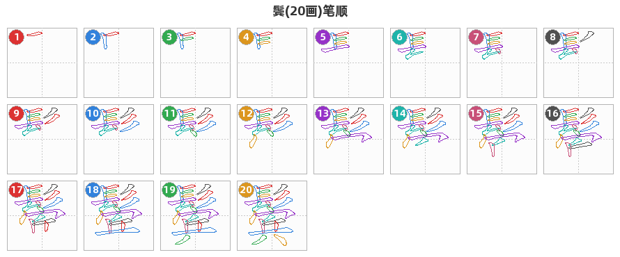 鬓笔顺分解图