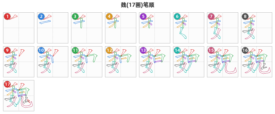 魏笔顺分解图