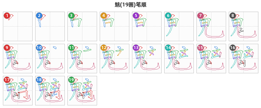 魑笔顺分解图