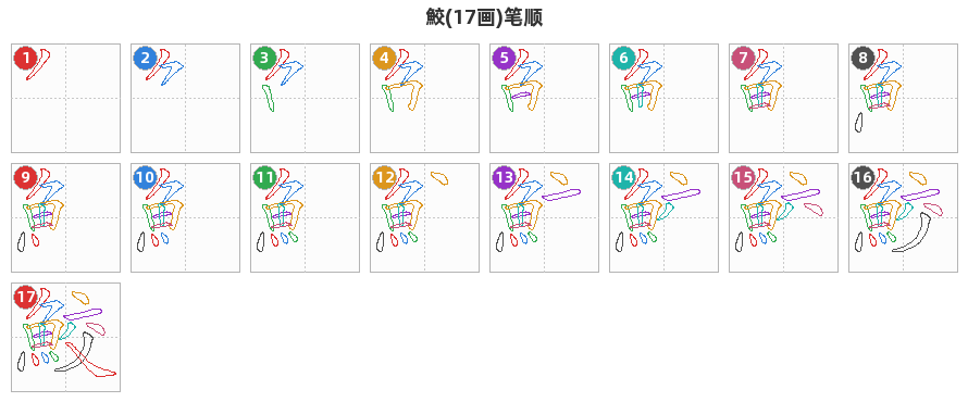 鮫笔顺分解图